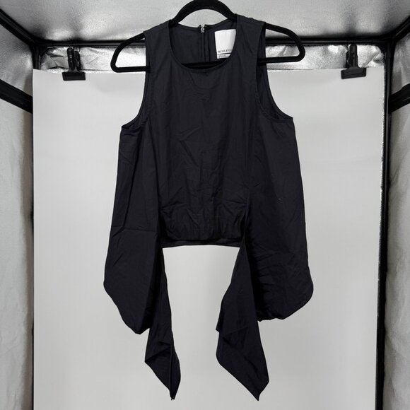 Prose & Poetry Black Sleeveless Tie-Front Cotton Top,  S - Picture 5 of 11